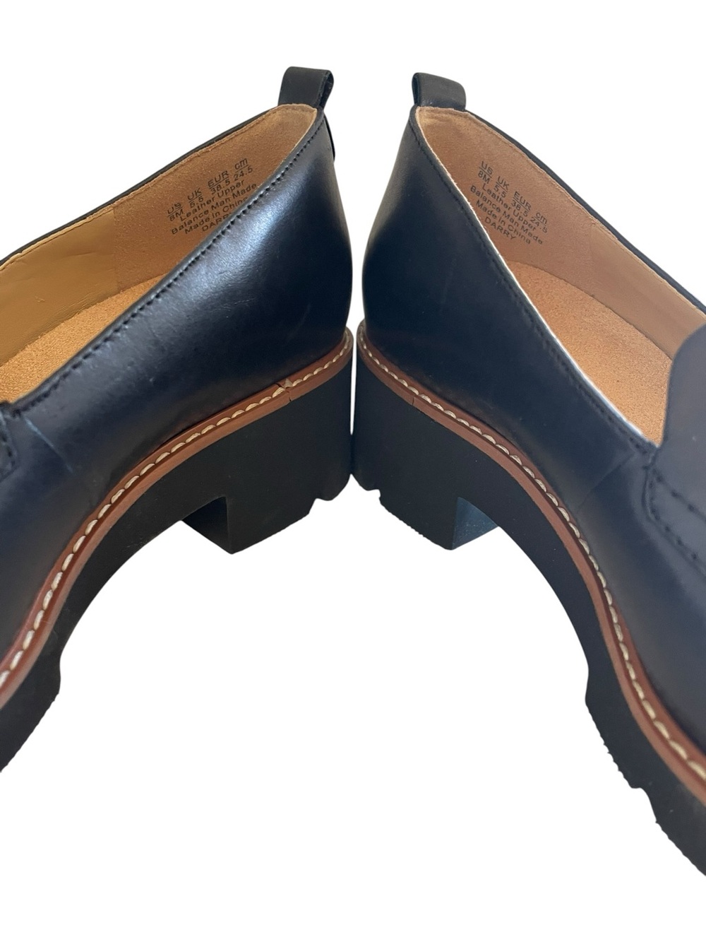 Naturalizer Darry Lug Black Leather Chunky Sole Loafers Size 8 NEW - Picture 8 of 14